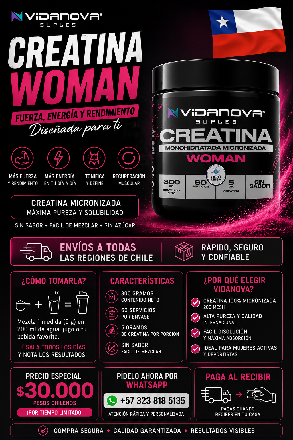 Creatina WOMAN Monohidratada 300g