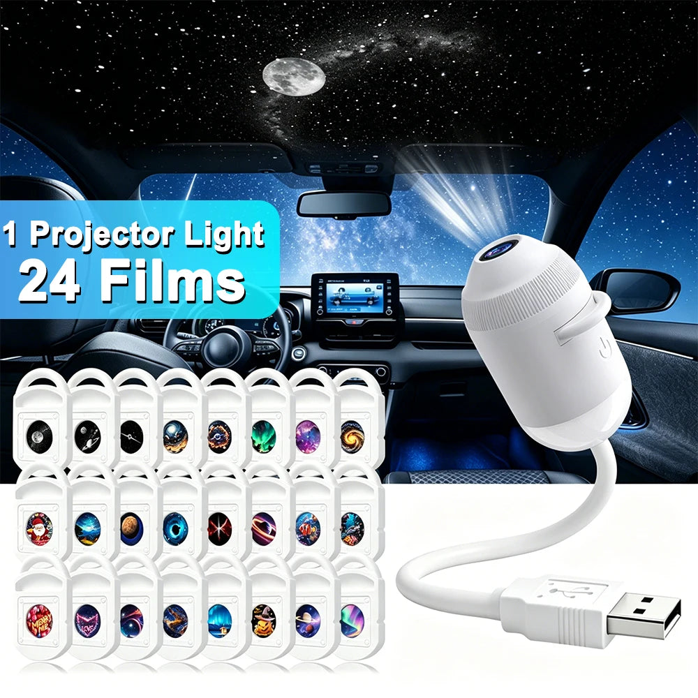 USB For Car Interior& Home Decor Roof Star Galaxy Projection Ambient Lighting 360° Adjustable Starry Sky Ambient Projector Light