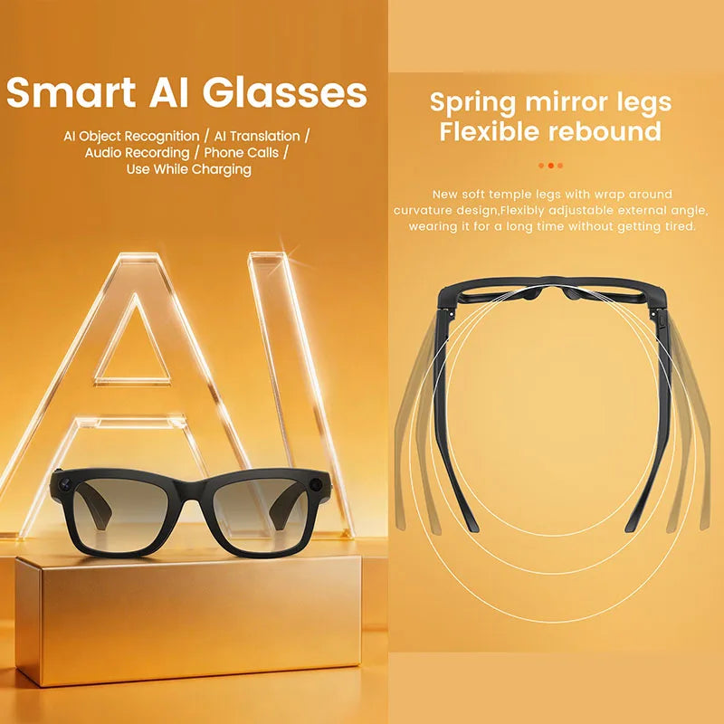 2026 New EIS Anti-shake Smart Glasses 8MP Camera AI Image Recognition 1080P Video Recording BT Call Smart Glasses Men Women