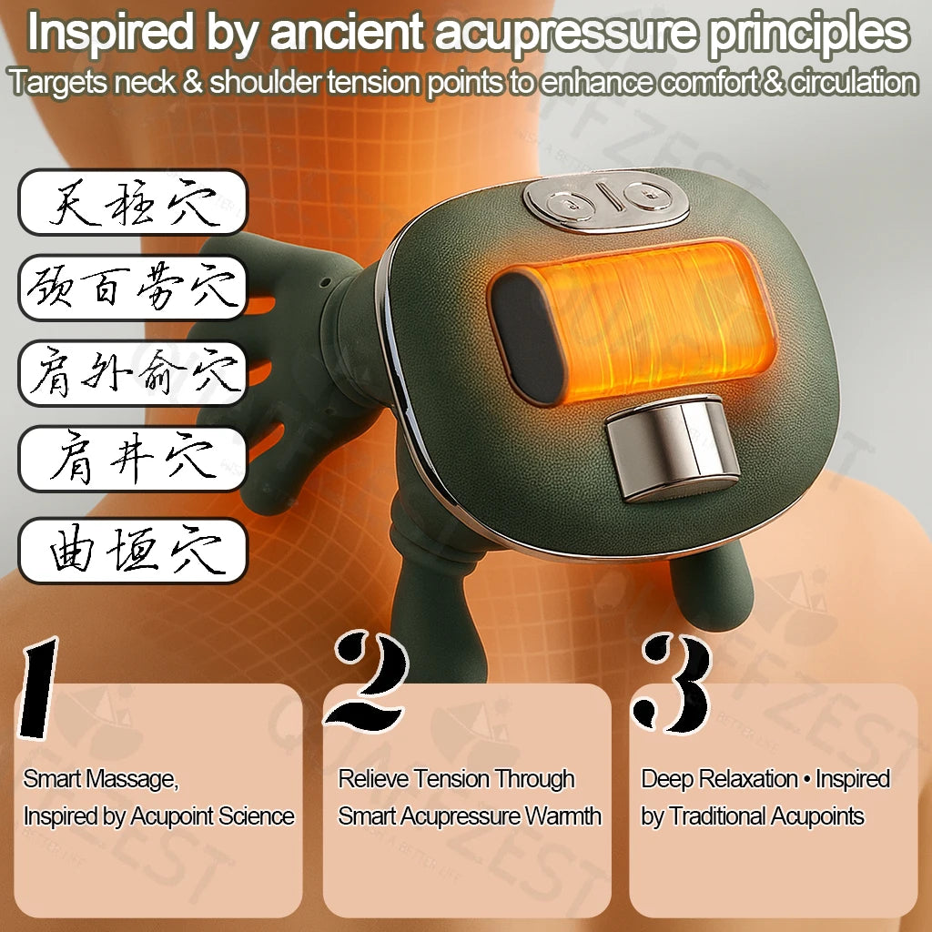 Bionic Finger Neck Shoulder Massager Wireless Neck Cervical Trapezius Kneading Massage Shawl Brushless Motor Neck masajeador